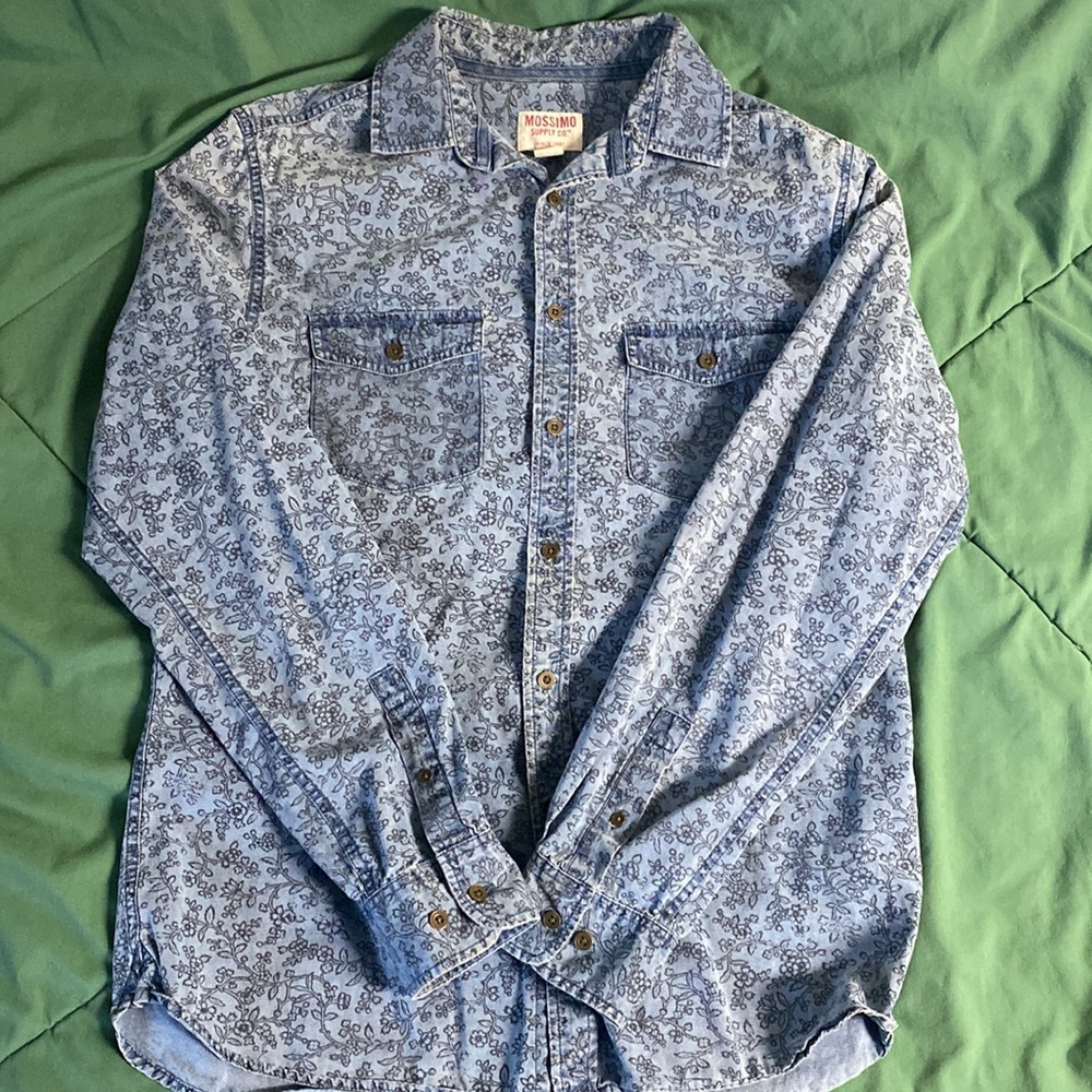 Denim Shirt with Flower Pattern